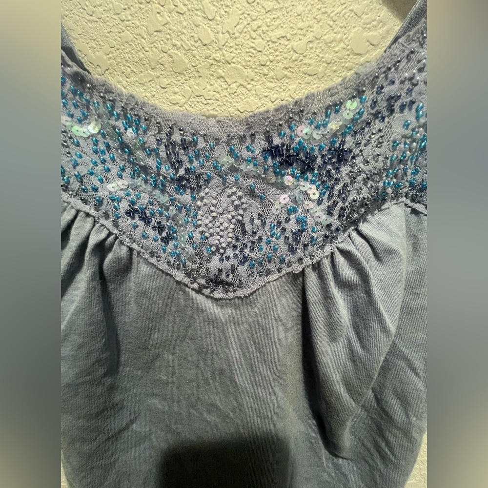 Express Light Gray Top with Sequin Details